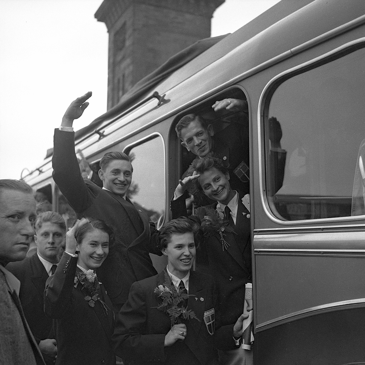 Aufbruck der saarländischen Olypiamannschaft nach Helsinki 1952